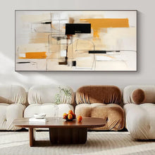 Load image into Gallery viewer, Orange &amp; Black Geometric Abstract Painting, Perfect for Bold Home Office &amp; Stylish Dining Room LargeART1461
