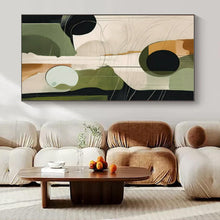Load image into Gallery viewer, Geometric Green &amp; Black Abstract Canvas Painting, Suited for Mid - Century Modern Study &amp; Minimalist Lounge LargeART1276

