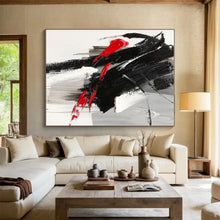 Load image into Gallery viewer, Custom Large Dramatic Black - Red Strokes Art - Ideal for Avant - Garde Gallery &amp; Intimate Dining Room LargeART0787
