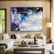 Load image into Gallery viewer, Hand - painted Large - sized Blue - Purple Abstract Composition Acrylic Art for Artistic Lounges LargeART0069
