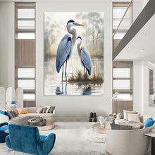 Load image into Gallery viewer, “Serene Heron Pair” - Blue and Green Wildlife Art on Canvas DKH1400
