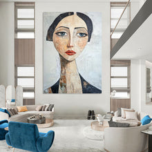 Load image into Gallery viewer, Mixed - Media Abstract Portrait, Earth - Toned Textured Art for Bohemian Living Room &amp; Eclectic Gallery Wall LargeART2218
