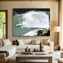 Load image into Gallery viewer, Bold White and Green Abstract Abstract acrylic painting DLZ133
