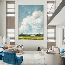 Load image into Gallery viewer, Blue and Green Cloudscape Abstract Painting, Suited for Country - Style Living Room &amp; Creative Studio LargeART1878
