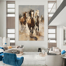 Load image into Gallery viewer, Brown &amp; White Equine Abstract Painting, Ideal for Rustic Living Room &amp; Equestrian Office LargeART2131
