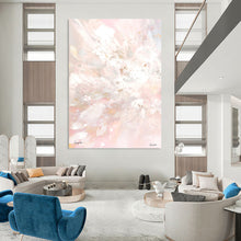 Load image into Gallery viewer, “Blush Blossom Cloud” - Pastel Pink and White Floral Abstraction, Abstract Painting on Canvas DKH1088
