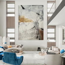 Load image into Gallery viewer, “Abstract Gray and Beige Textures” – Layered gray and beige textures, with bold black strokes. DTP338
