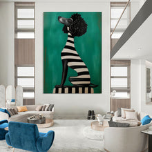 Load image into Gallery viewer, Green - Black - White Abstract Pet Portrait, Perfect for Playful Kids’ Room &amp; Eclectic Living Room LargeART2049
