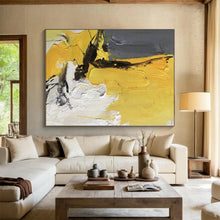 Load image into Gallery viewer, Oversized Yellow - Gray Abstract Contrast Acrylic for Modern Office LargeART0295

