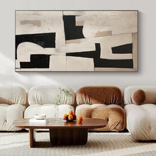 Load image into Gallery viewer, Black &amp; White Geometric Abstract Painting, Ideal for Modern Office &amp; Monochrome Living Room LargeART1364
