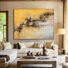 Load image into Gallery viewer, Hand - painted Large - scale Warm Yellow Abstract Texture Acrylic Art for Cheerful Kitchens LargeART0041
