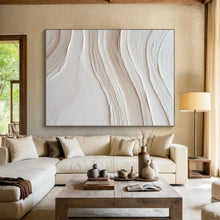 Load image into Gallery viewer, Large White - Textured Wave Canvas – Great for Contemporary Bedroom &amp; Minimalist Art Gallery LargeART0722
