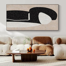 Load image into Gallery viewer, Black &amp; White Abstract Figure Abstract Canvas Painting, Ideal for Minimalist Bedroom &amp; Modern Gallery LargeART1134
