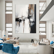Load image into Gallery viewer, Black &amp; White Abstract Structure Art, Ideal for Minimalist Living Room &amp; Modern Office LargeART2087
