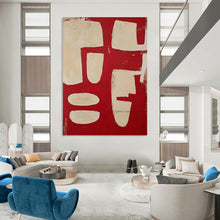 Load image into Gallery viewer, Red &amp; Beige Abstract Shapes - Ideal for Bohemian Living Room &amp; Art Studio LargeART2367
