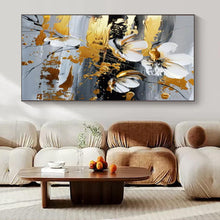 Load image into Gallery viewer, White &amp; Gold Floral Abstract Canvas Painting 2, Perfect for Glamorous Spa &amp; High - End Boutique LargeART1255
