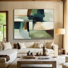 Load image into Gallery viewer, Custom Large Green and Gold Abstract Fusion - Ideal for Eco - Chic Home &amp; Art - Loving Café LargeART0757
