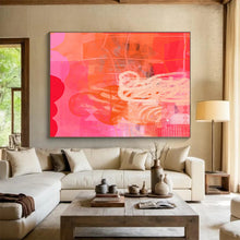 Load image into Gallery viewer, Bold Pink &amp; Orange Abstract Art for Trendy Teen Room &amp; Creative Coworking DKH067
