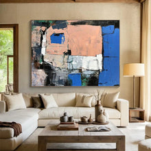 Load image into Gallery viewer, Large - Scale Pink - Blue Urban Abstract Art for Rooftop Lounge &amp; Creative Office LargeART0468
