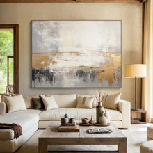 Load image into Gallery viewer, Gray and Gold Abstract Horizon Abstract acrylic painting DLZ108
