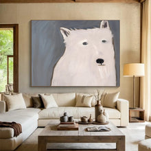 Load image into Gallery viewer, Minimalist White Wolf Abstract Painting On Canvas DKH422
