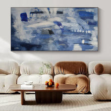 Load image into Gallery viewer, Blue &amp; Gray Abstract Painting, Suited for Coastal - Themed Living Room &amp; Calm Office Space LargeART1419
