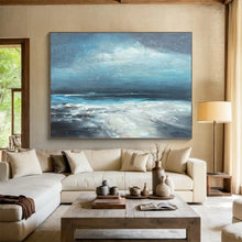 Load image into Gallery viewer, Hand - painted Substantial Blue Toned Seaside Acrylic Art for Calm Family Rooms LargeART1787
