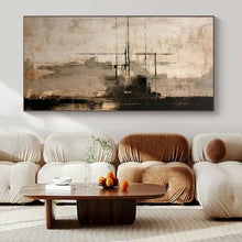 Load image into Gallery viewer, Neutral Tones with Linear Accents Abstract Canvas Painting, Perfect for Minimalist Living Room &amp; Calm Office LargeART1215
