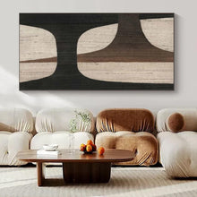 Load image into Gallery viewer, Oversized Hand - painted Brown &amp; Black Geometric Art for Mid - Century Modern Living Rooms LargeART0155
