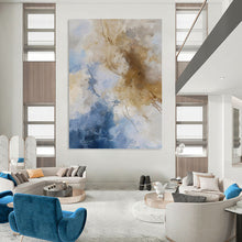 Load image into Gallery viewer, “Blue - Beige Abstract Clouds” Abstract Painting on Canvas, Serene Bedroom Decor DKH1020
