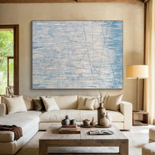 Load image into Gallery viewer, Oversized Light Blue Linear Abstract Art for Minimalist Bedroom &amp; Modern Office LargeART0475
