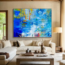 Load image into Gallery viewer, Blue Abstract Expressionist Painting On Canvas DKH439
