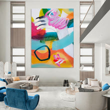 Load image into Gallery viewer, Vibrant Abstract Shape Painting, Perfect for Modern Living Room &amp; Art - Loving Café LargeART1824
