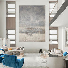 Load image into Gallery viewer, “Foggy Grid” – Gray &amp; Beige Textured Abstract Acrylic with Subtle Patterns DTP058
