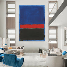 Load image into Gallery viewer, Blue, Red &amp; Black Color - Blocked Abstract Art, Perfect for Bold Living Room &amp; Creative Studio LargeART1954
