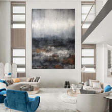Load image into Gallery viewer, “Stormy Sea” – Blended gray, blue, and brown, abstract ocean with rough waves DTP368
