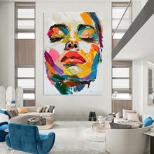 Load image into Gallery viewer, Expressionist Abstract Portrait, Bold Color - Block Painting for Eclectic Lounge &amp; Artistic Bedroom LargeART2244

