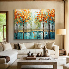 Load image into Gallery viewer, Autumn Forest Reflection Large - scale acrylic painting DLZ163
