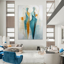 Load image into Gallery viewer, Blue &amp; Orange Abstract Figures Painting, Suited for Contemporary Art Lounge &amp; Creative Studio LargeART1888
