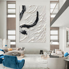 Load image into Gallery viewer, “Black &amp; White Curved Impasto” – Thick black and white impasto, curved shapes DTP400
