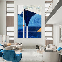 Load image into Gallery viewer, Blue - Toned Geometric Abstract - Perfect for Coastal Home Office &amp; Modern Lounge LargeART2372

