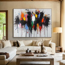 Load image into Gallery viewer, Vibrant Splatter Chaos Large - Scale Hand - painted Abstract Acrylic Art DLZ193
