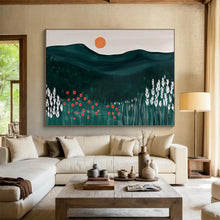 Load image into Gallery viewer, Minimalist Mountain Sunset Abstract Painting for Modern Bedroom &amp; Nature - Inspired Office DKH224
