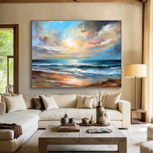 Load image into Gallery viewer, Colorful Seaside Sunset Abstract Art for Coastal Living Room &amp; Relaxing Spa DKH152
