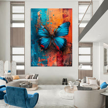 Load image into Gallery viewer, Vibrant Abstract Butterfly Art, Blue &amp; Color - Splashed Painting for Bohemian Living Room &amp; Nature - Lover’s Studio LargeART2194
