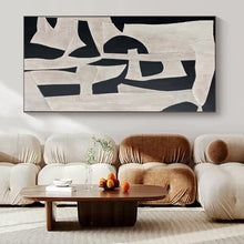 Load image into Gallery viewer, Hand - painted Extensive Black - White Geometric Abstract Acrylic Art for Minimalist Galleries LargeART0132
