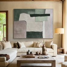 Load image into Gallery viewer, Large - Scale Green &amp; Gray Geometric Abstract Art for Eco - Friendly Store &amp; Home Library LargeART0392
