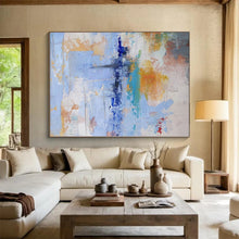 Load image into Gallery viewer, Large - Scale Hand - painted Blue - Toned Abstract Mosaic Acrylic Art for Coastal - Inspired Living Rooms LargeART0224
