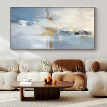 Load image into Gallery viewer, Blue Gold Abstract Painting, Suited for Modern Office &amp; Sophisticated Living Room LargeART1333
