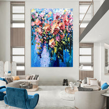 Load image into Gallery viewer, “Vibrant Impasto Flower Bouquet” - Colorful, Textured Floral Art on Canvas DKH1349
